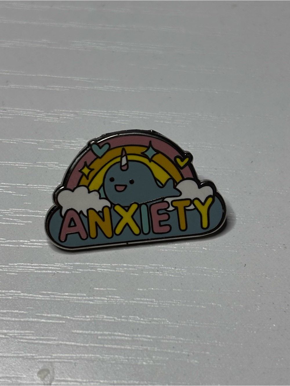 Cute Pastel 'Anxiety' Narwhal Pin